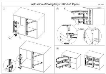 Półka narożna Nerka 1200 lewa BIAŁA domyk front 60 cm