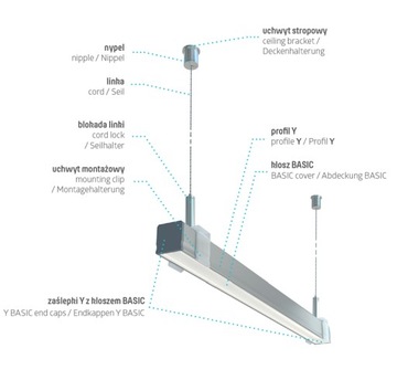 МОНТАЖНЫЙ КРОНШТЕЙН ДЛЯ СВЕТОДИОДНОГО ПРОФИЛЯ LUMINES Y-ТИПА