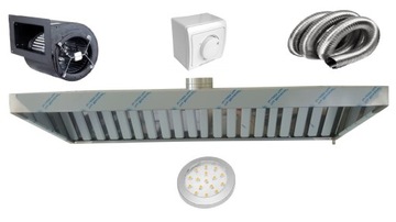 Okap Gastronomiczny Skośny w górę 125x70x40 GIGA Turbina LEDY Regulator