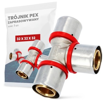 Trójnik PEX 32 mm ZAPRASOWYWANY Zaciskany Złączka Łącznik Rur Wody PRESS