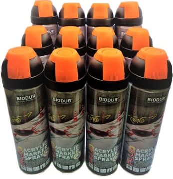 SPRAY Farba Geodezyjna / LEŚNA 12 szt POMARAŃCZOWY