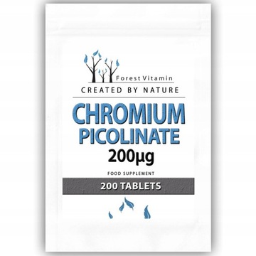 FOREST VITAMIN Chromium Picolinate 200ug 200tabs REGULUJE POZIOM CUKRU