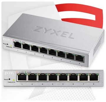 Управляемый коммутатор Zyxel GS1200-8 Gigabit Ethernet (10/100/1000), серебристый