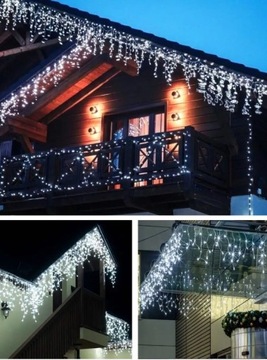 LAMPKI SOPLE ZEWNĘTRZNE OGRODOWE FLASH KURTYNA ŚWIETLNA 300 LED 12M IP44