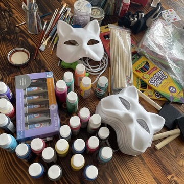 6 × Терианская маска для лица кошки на Хэллоуин, поддающаяся покраске маска кошки своими руками