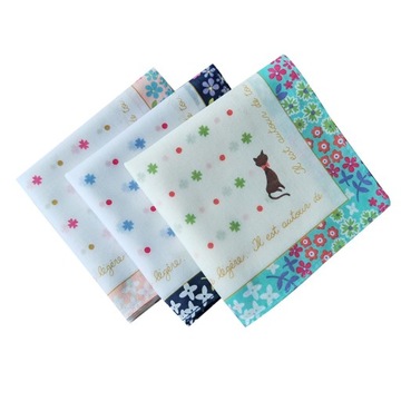 3 szt. Damskie bawełniane chusteczki do nosa Kwadratowy ręcznik damski Hankies Prezent