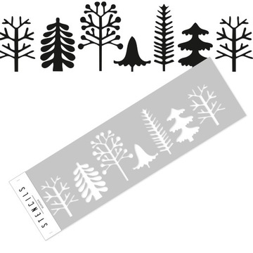 Trees- szablon malarski border drzewka