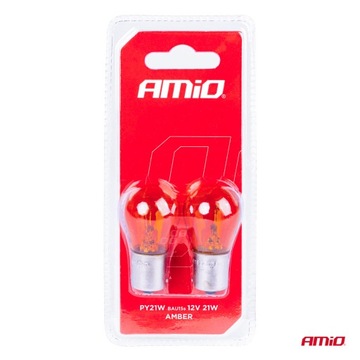 ŻARÓWKI HALOGENOWE PY21W BAU15S POMARAŃCZOWE 12V AMIO 2szt HOMOLOGACJA ECE