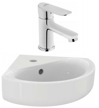 WŁOSKA umywalka ścienna 48x44 NAROŻNA + bateria