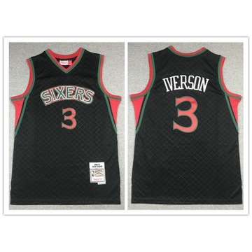 Koszulka NBA Philadelphia 76ers 3# IVERSON, czarna koszulka koszykarska w