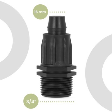PE СОЕДИНИТЕЛЬ 16x3/4 GZ НАЖИМНЫЙ QJ СОЕДИНИТЕЛЬ ВОДЯНОГО ШЛАНГА ДЛЯ ПОЛИВНОЙ ЛИНИИ