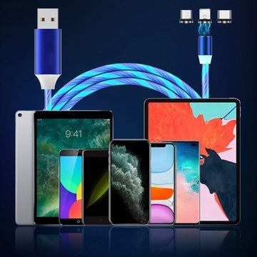 МАГНИТНЫЙ КАБЕЛЬ 3в1 ДЛЯ IPHONE MICRO USB TYPE-C 1м