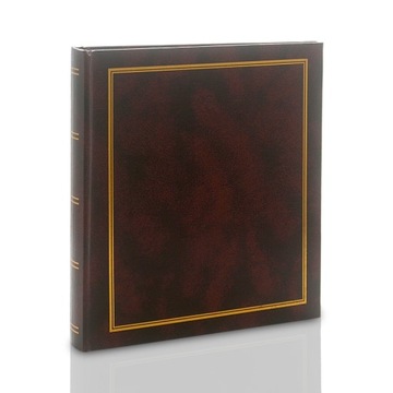 Классический альбом-вкладыш коричневого цвета на 50 фотографий, с карманом 15х23, эко-кожа.