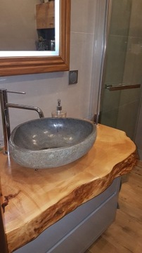 Деревянная столешница для ванной, натуральный массив дерева, 75 см.