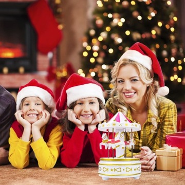 МУЗЫКАЛЬНАЯ ШКАТУЛКА-КАРУСЕЛЬ НА ВИНТАХ ВРАЩАЮЩАЯСЯ МУЗЫКАЛЬНАЯ ШКАТУЛКА С КАРУСЕЛЬЮ 4 ЛОШАДЕЙ