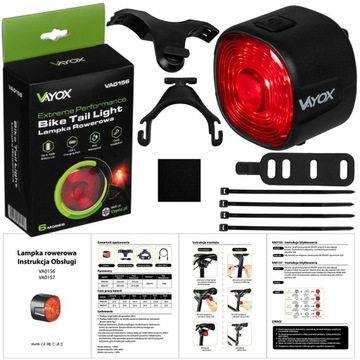 ЗАДНИЙ ВЕЛОСИПЕДНЫЙ ФОНАРЬ КРАСНЫЙ 17xLED ВОДОНЕПРОНИЦАЕМЫЙ STRONG USB-C VAYOX