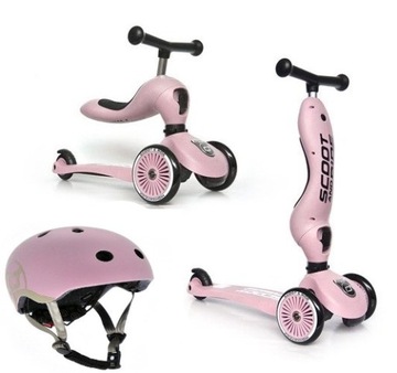 SCOOTANDRIDE Highwaykick1 2w1 1-5 lat Rose+kask