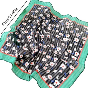 Хлопковый льняной шейный шарф для женщин, красочный носовой платок с цветочным принтом, маленький