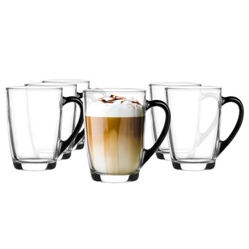 Szklanki Ala 300ml Czarne Ucho kubki na kawę herbatę