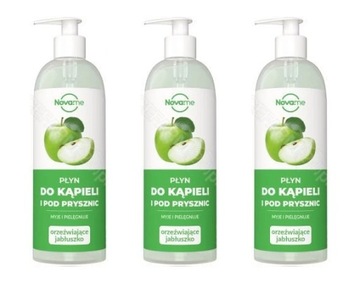 NOVAME JABŁUSZKOWY PŁYN DO KĄPIELI PRYSZNIC 3x500ml - BARDZO OWOCOWY