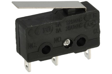 Mikroprzełącznik SS0502A dźwignia 18mm NO+NC lutowany 3A 250V