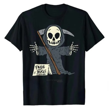 Kawaii Grim Reaper One Free Hugs Halloween Funny T-shirt Koszulka