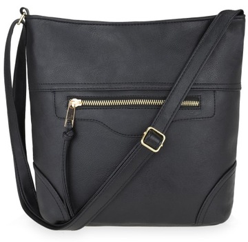 UROCZA TOREBKA DAMSKA NA RAMIĘ LISTONOSZKA A5 CZARNA TOREBKI DAMSKIE 304