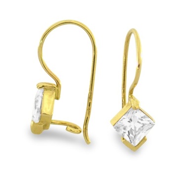 ZŁOTE KOLCZYKI KWADRATY DLA DZIEWCZYNKI 585 GRATIS