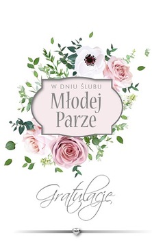 Delikatna Kartka na Ślub z życzeniami urocza Lux37