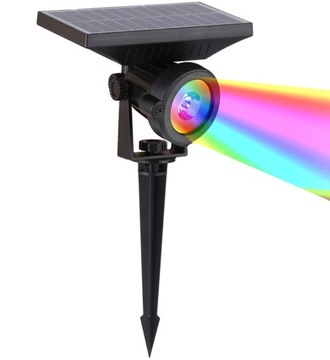 Reflektor ogrodowy solarny LED RGB wbijany Lampa na szpikulec mocna