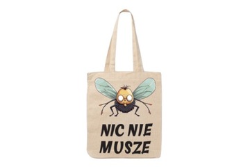 Torba Bawełniana Shopper Na Zakupy Z Nadrukiem Print Beżowa Na Prezent