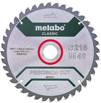 Piła tarczowa HW/CT 216x30mm 40 WZ 5° Metabo 628060000