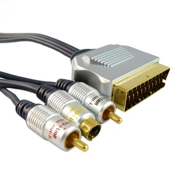 SCART EURO na 2 wtyki RCA cinch + wtyk SVHS