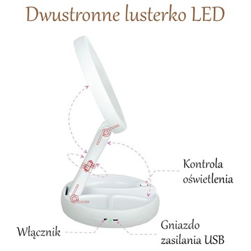 ДВУХСТОРОННЕЕ КОСМЕТИЧЕСКОЕ ЗЕРКАЛО СО СВЕТОДИОДНОЙ ПОДСВЕТКОЙ ДЛЯ ЖЕНСКОГО СТОЛА