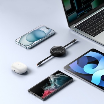 Baseus Free2Draw Mini USB-C — втягивающийся кабель USB-C 100 Вт, 1 м — черный