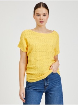 Żółty sweter damski z krótkim rękawem ORSAY