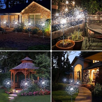 4 шт. СОЛНЕЧНЫЕ САДОВЫЕ ОГНИ Одуванчик ДЕРЕВО ФЕЙЕРВЕРК УКРАШЕНИЕ 480 светодиодов