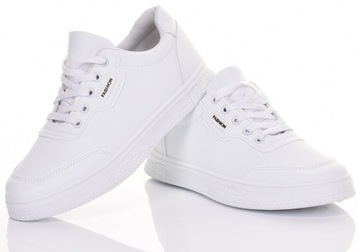 MODNE DAMSKIE BUTY SPORTOWE TENISÓWKI CAŁE BIAŁE NISKIE