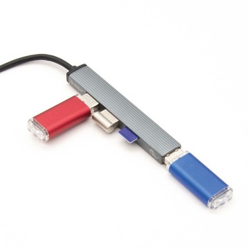 Orico Hub USB-C 3 порта USB-A 3.0, устройство чтения microSD, алюминий, серебристый