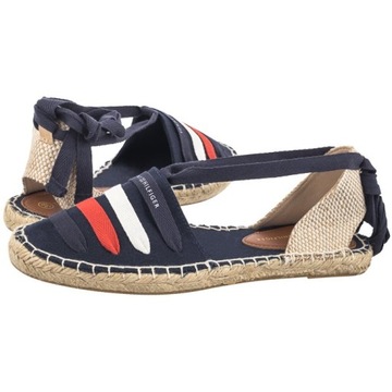 Buty Espadryle Damskie Tommy Hilfiger Flat T3A7-33280 Blue Granatowe