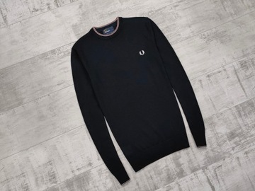 FRED PERRY MĘSKI SWETER FINE MERINO CREW NECK SWEATER K2502 CZARNY r. S