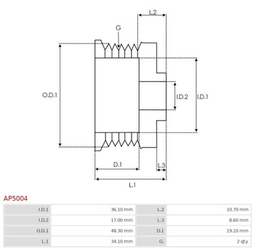 Шкив генератора AP5004 типа BOSCH