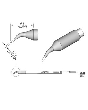 Grot stożkowy wygięty 0.4 mm JBC C245029