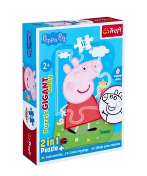 Puzzle Gigant 12 el 40×60 cm Peppa Pig kolorowanka