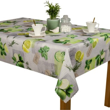 Obrus Plamoodporny Minos Cytryny Mięta 140x140 cm