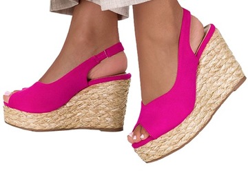 SANDAŁY DAMSKIE ESPADRYLE NA KOTURNIE WYGODNE r 39