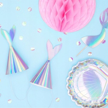 Бумажные тарелки на день рождения Русалка MSZELKA переливающиеся ARIELKA 6 шт.