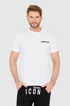 DSQUARED2 Biały bawełniany t-shirt z małym logo L