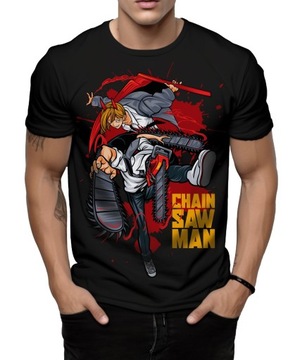 Koszulka męska czarna z nadrukiem ,,ANIME CHAINSAW MAN