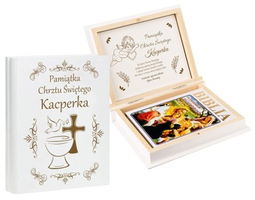 BIBLIA DLA DZIECI NA CHRZEST Z GRAWEREM SZKATUŁKA